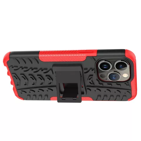Coque anti-d&eacute;rapante en plastique et TPU Shockproof Kickstand pour iPhone 14 Pro - rouge