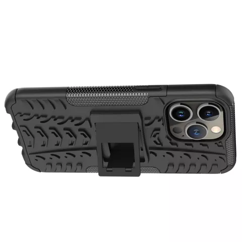 Coque en plastique et TPU anti-d&eacute;rapant Shockproof Kickstand pour iPhone 14 Pro - noir