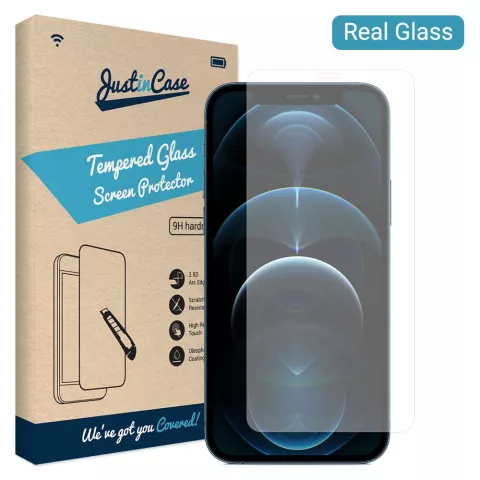 Verre tremp&eacute; Just in Case compatible avec iPhone 12 et iPhone 12 Pro - verre tremp&eacute;
