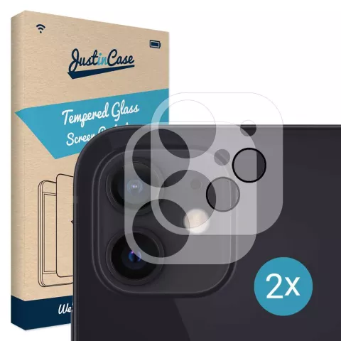 Just in Case Lentille de cam&eacute;ra en Tempered Glass 2 pi&egrave;ces pour iPhone 12 mini - transparent