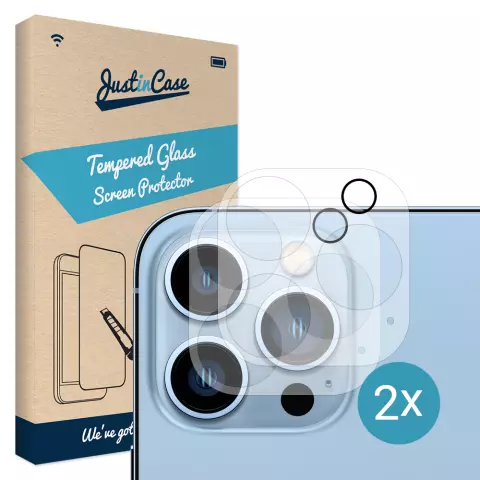 Objectif d&#039;appareil photo en verre tremp&eacute; Just in Case 2 pi&egrave;ces compatible avec iPhone 13 Pro - transparent