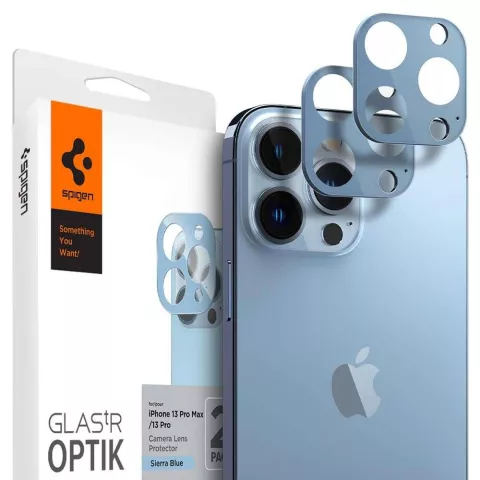 Spigen Camera Lens Glass Protector 2 pack compatible avec iPhone 13 Pro et iPhone 13 Pro Max - bleu clair