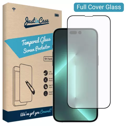 Just in Case Full Cover Verre Tremp&eacute; compatible avec iPhone 14 Pro Max - verre tremp&eacute;