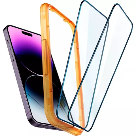 Spigen AlignMaster Full Cover Glass 2 pack compatible avec iPhone 14 Pro - verre tremp&eacute;