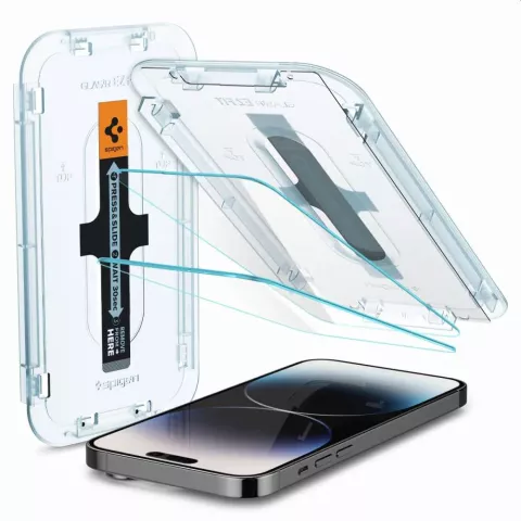 Spigen Glass With Mounting Frame EZ FIT 2 Pack compatible avec iPhone 14 Pro - verre tremp&eacute;