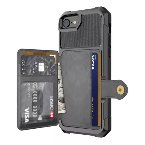Just in Case Porte-cartes magn&eacute;tique &Eacute;tui hybride pour iPhone 6 6s 7 8 SE 2020 et SE 2022 - Noir