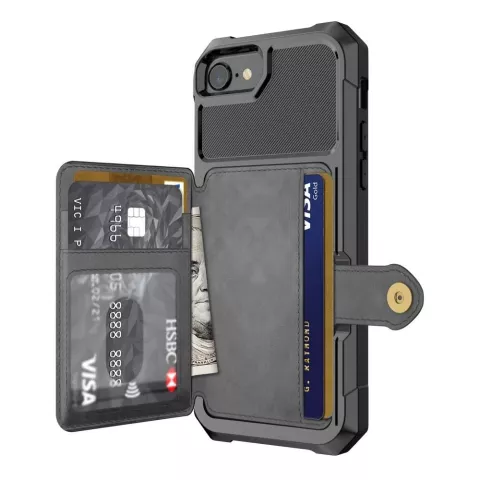 Just in Case &Eacute;tui hybride avec porte-carte magn&eacute;tique compatible avec iPhone 6 6s 7 8 SE 2020 et SE 2022 - noir