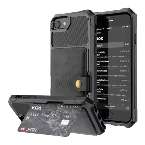 Just in Case &Eacute;tui hybride avec porte-carte magn&eacute;tique compatible avec iPhone 6 6s 7 8 SE 2020 et SE 2022 - noir