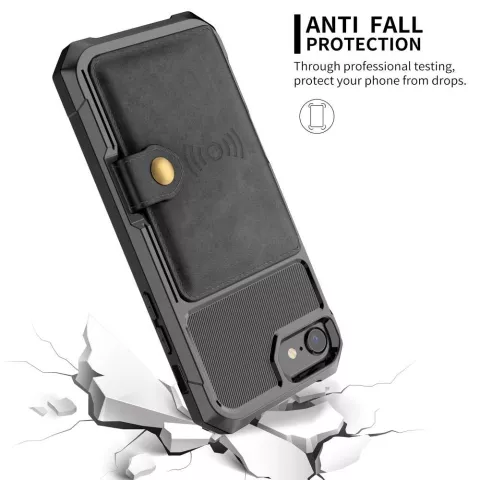 Just in Case &Eacute;tui hybride avec porte-carte magn&eacute;tique compatible avec iPhone 6 6s 7 8 SE 2020 et SE 2022 - noir