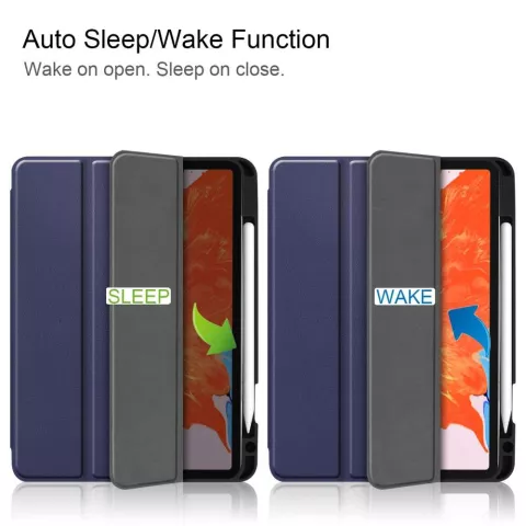 &Eacute;tui Just in Case Trifold avec &eacute;tui pour stylo compatible avec iPad Pro 12,9 pouces 2020 - bleu