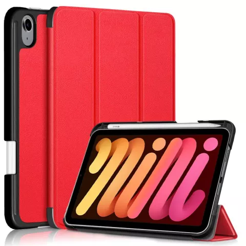 &Eacute;tui Just in Case &agrave; trois volets avec fente pour stylo compatible avec iPad mini 6 (2021) et &agrave; l&#039;iPad mini 7 (2024) - rouge