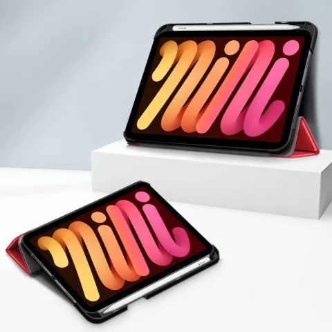 &Eacute;tui Just in Case &agrave; trois volets avec fente pour stylo compatible avec iPad mini 6 (2021) et &agrave; l&#039;iPad mini 7 (2024) - rouge