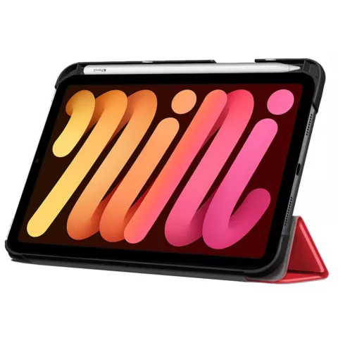 &Eacute;tui Just in Case &agrave; trois volets avec fente pour stylo compatible avec iPad mini 6 (2021) et &agrave; l&#039;iPad mini 7 (2024) - rouge