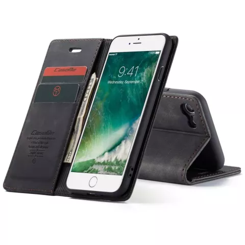 Caseme Retro Wallet Case pour iPhone 7, 8, SE 2020 et SE 2022 - noir