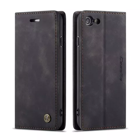 Caseme Retro Wallet Case &eacute;tui compatible avec iPhone 7, 8, SE 2020 et SE 2022 - noir