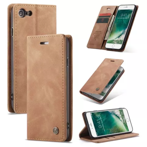 Caseme Retro Wallet Case &eacute;tui compatible avec iPhone 7, 8, SE 2020 et SE 2022 - marron