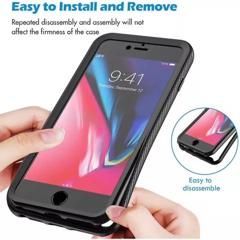 Just in Case 360 Full Cover Defense Case compatible avec iPhone SE 2020 et iPhone SE 2022 - noir