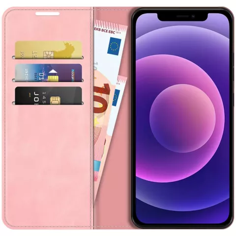 Just in Case Wallet Case &Eacute;tui magn&eacute;tique compatible avec iPhone 12 Pro Max - rose