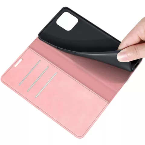 Just in Case Wallet Case &Eacute;tui magn&eacute;tique compatible avec iPhone 12 Pro Max - rose