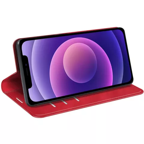 Just in Case Wallet Case &Eacute;tui magn&eacute;tique compatible avec iPhone 12 Pro Max - rouge
