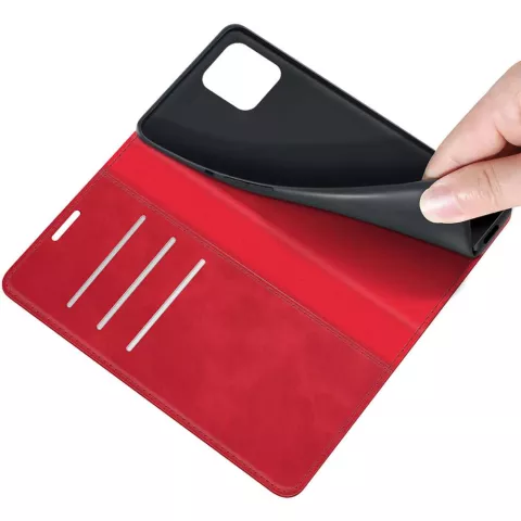 Just in Case Wallet Case &Eacute;tui magn&eacute;tique compatible avec iPhone 12 Pro Max - rouge