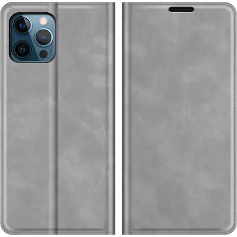 Just in Case Wallet Case &Eacute;tui magn&eacute;tique compatible avec iPhone 12 Pro Max - gris