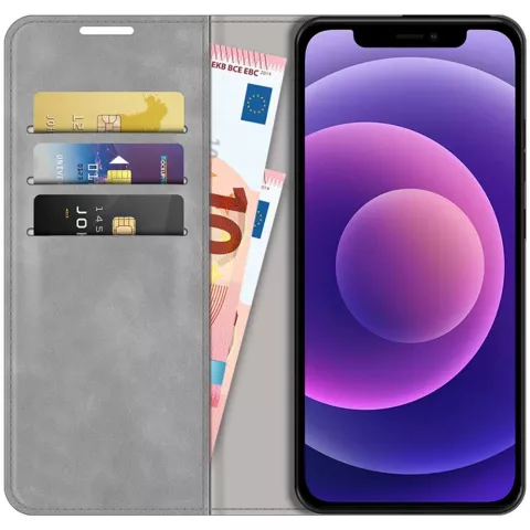 Just in Case Wallet Case &Eacute;tui magn&eacute;tique compatible avec iPhone 12 Pro Max - gris