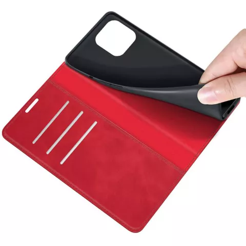 Just in Case Wallet Case &Eacute;tui magn&eacute;tique compatible avec iPhone 13 Pro - rouge