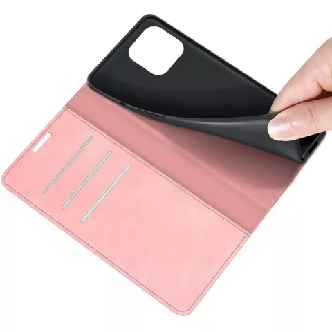 Just in Case Wallet Case &Eacute;tui magn&eacute;tique compatible avec iPhone 13 Pro Max - rose