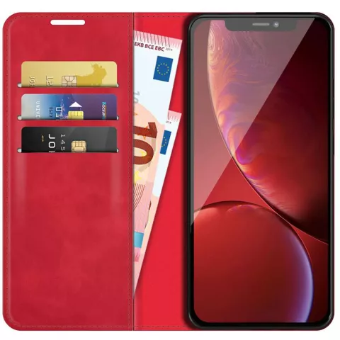 Just in Case Wallet Case &Eacute;tui magn&eacute;tique compatible avec iPhone 13 Pro Max - rouge