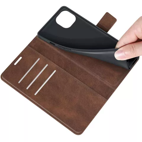 Just in Case TPU Wallet Case &Eacute;tui magn&eacute;tique compatible avec iPhone 13 mini - marron