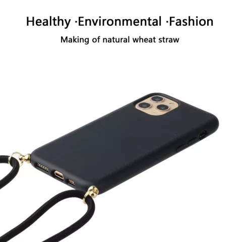Just in Case Coque en TPU Souple avec Cordon compatible avec iPhone 13 Pro Max - Noir