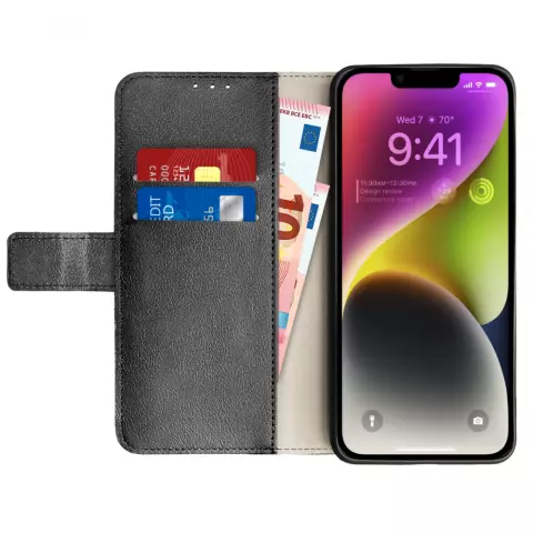&Eacute;tui portefeuille Just in Case compatible avec iPhone 14 Plus - noir