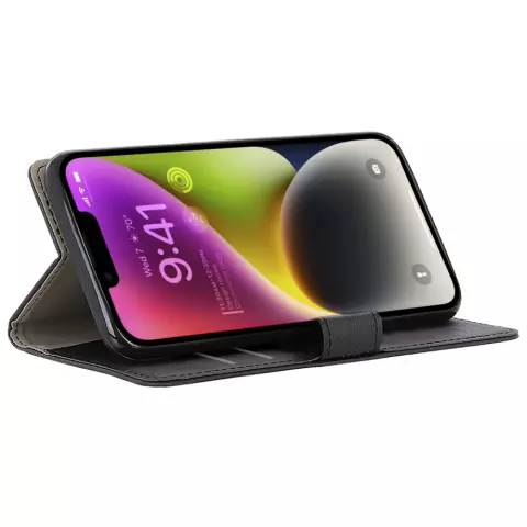 &Eacute;tui portefeuille Just in Case compatible avec iPhone 14 Plus - noir