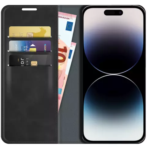 Just in Case Wallet Case &Eacute;tui magn&eacute;tique compatible avec iPhone 14 Pro - noir