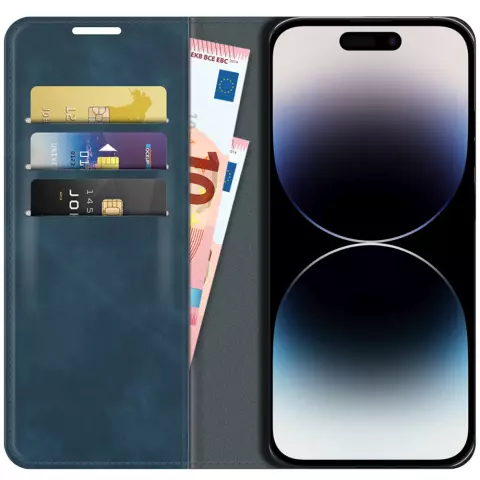 Just in Case Wallet Case &Eacute;tui magn&eacute;tique compatible avec iPhone 14 Pro - bleu