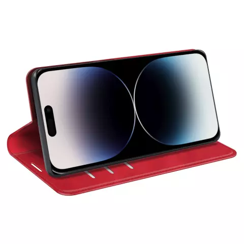 Just in Case Wallet Case &Eacute;tui magn&eacute;tique compatible avec iPhone 14 Pro - rouge