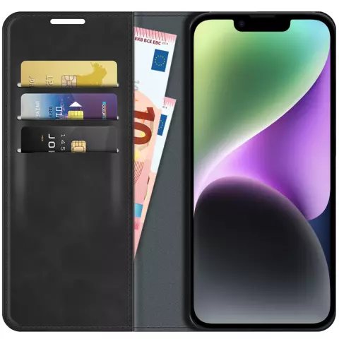 Just in Case Wallet Case &Eacute;tui magn&eacute;tique compatible avec iPhone 14 Plus - noir