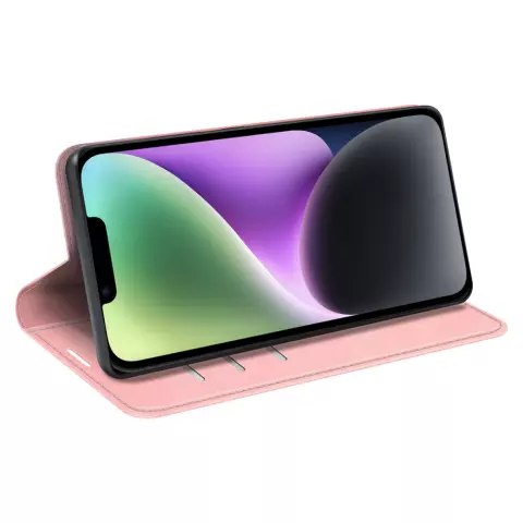 Just in Case Wallet Case &Eacute;tui magn&eacute;tique compatible avec iPhone 14 Plus - rose
