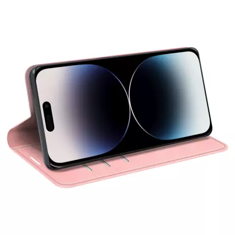 Just in Case Wallet Case &Eacute;tui magn&eacute;tique compatible avec iPhone 14 Pro Max - rose