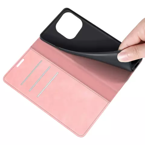 Just in Case Wallet Case &Eacute;tui magn&eacute;tique compatible avec iPhone 14 Pro Max - rose