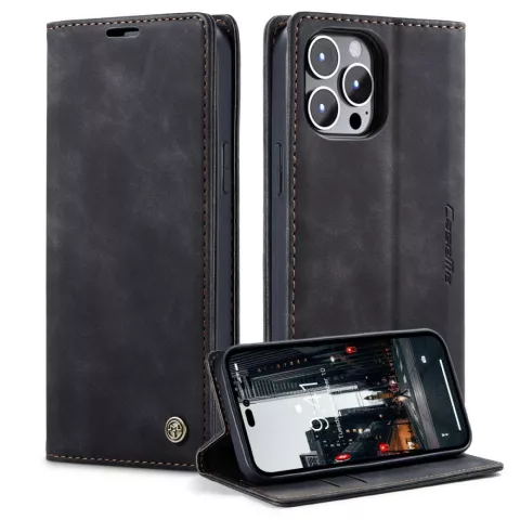 Caseme Retro Wallet Case compatible avec iPhone 14 Pro - noir