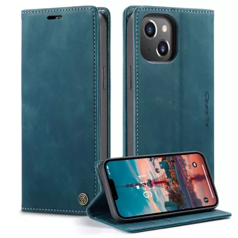 &Eacute;tui portefeuille Caseme Retro pour iPhone 14 Plus - bleu