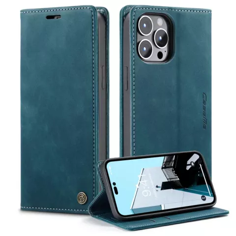 Caseme Retro Wallet Case compatible avec iPhone 14 Pro Max - bleu