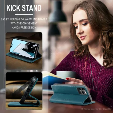Caseme Retro Wallet Case compatible avec iPhone 14 Pro Max - bleu