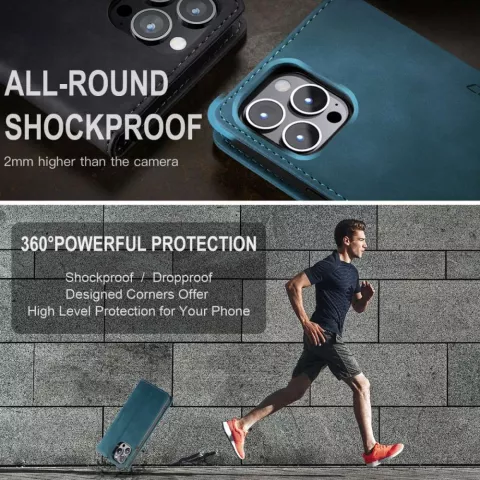 Caseme Retro Wallet Case compatible avec iPhone 14 Pro Max - bleu