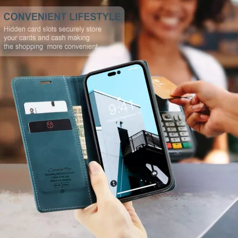 Caseme Retro Wallet Case compatible avec iPhone 14 Pro Max - bleu