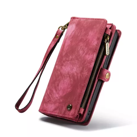 Caseme Vintage &Eacute;tui portefeuille compatible avec iPhone 14 Plus - rouge