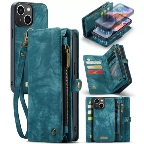 Caseme Vintage &Eacute;tui portefeuille compatible avec iPhone 14 Plus - bleu