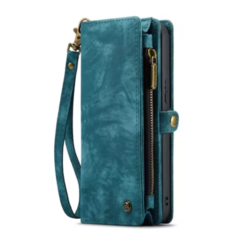 Caseme Vintage &Eacute;tui portefeuille compatible avec iPhone 14 Plus - bleu